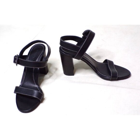 🆕MARION PARKE Lang Block Heel Leather Sandals Shoes 6 Black - Picture 5 of 14